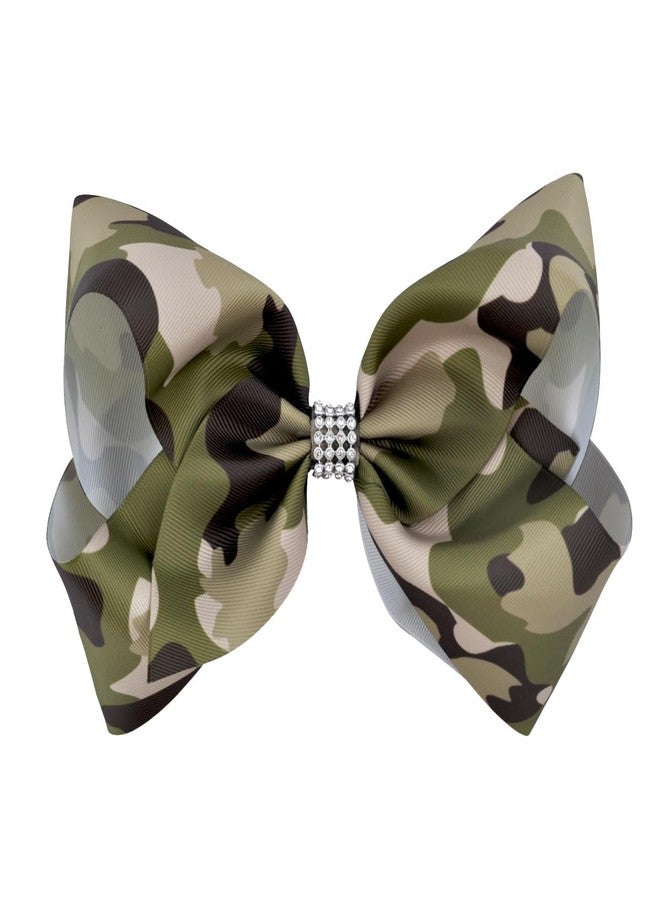 BBTDIN Camouflage Cheer Bow Clips Large Big Camo Bowknot Camouflage Hair Clips Oversize Bow BCB01 (Army Green) - Image 2
